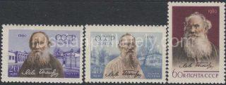 1960 Sc 2404-2406. 50 anniversary from the date of death L.N.Tolstoy. Scott 2391-2393
