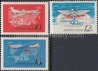 1963 Sc 2727-2729. 40 anniversary of Civil aviation of the USSR. Scott C101-C103