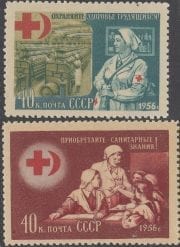 1956 Sc 1800-1801 Red Cross and Red Crescent Societies' Union Scott 1823-1824