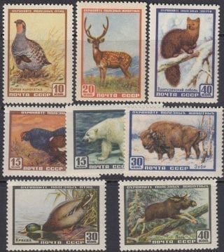 1957 Sc 1906-1913 Fauna of USSR Scott 1916-1923