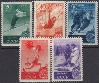 1949 Sc 1372-1376 Sport in USSR Scott 1415-1419