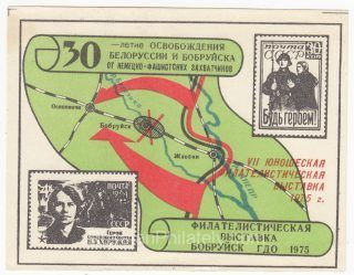 1974 Bobruysk #3 7th Youth Philatelic Exhibition. Red Overprint