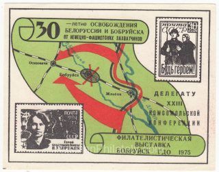 1974 Bobruysk #2 7th Youth Philatelic Exhibition "To delegate" Overprint