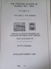 Ceresa. The Postage Stamps of Russia 1917-1923 Vol. 3. The Armies. Parts  6-12. Text & Plates "A"
